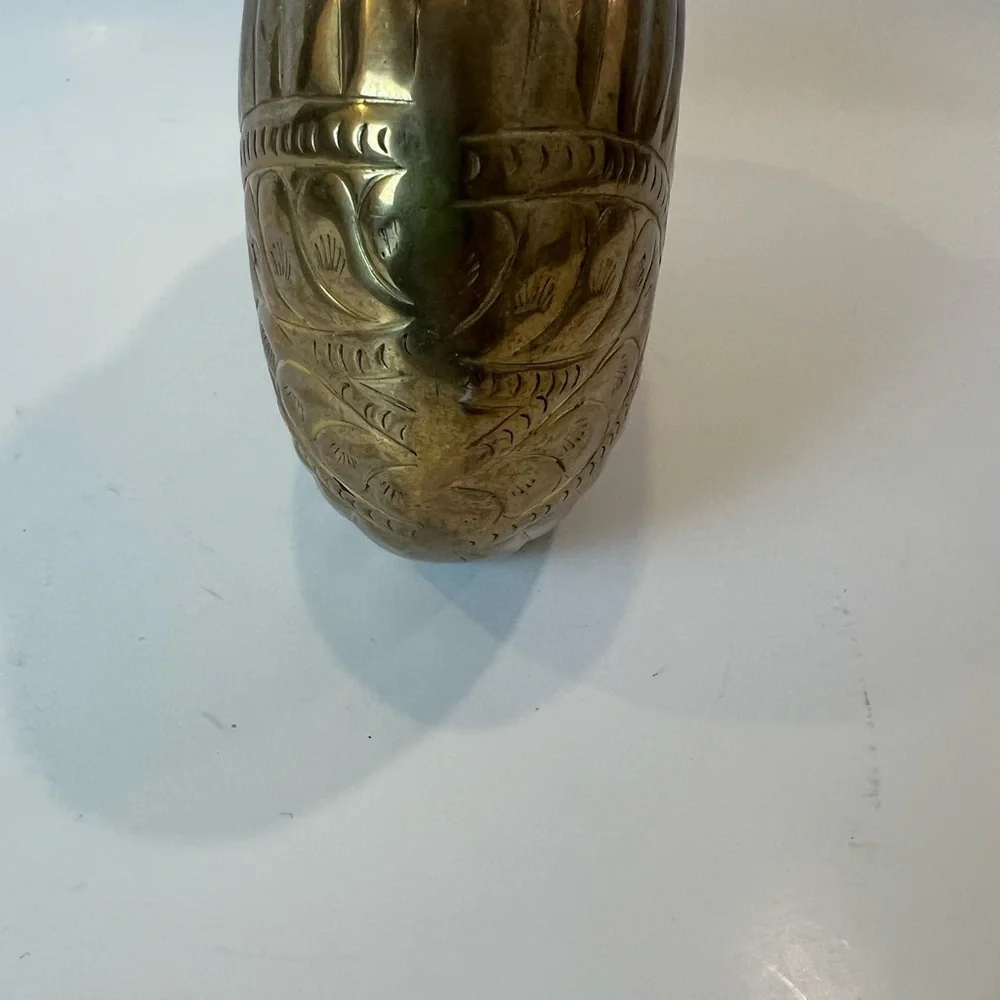 Brass Made in India Squatty Vase Embossed